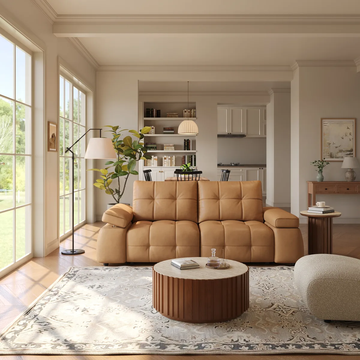 95" 2-Seater Genuine Leather Power Convertible Sleeper Sofa with Adjustable Armrests — image 15