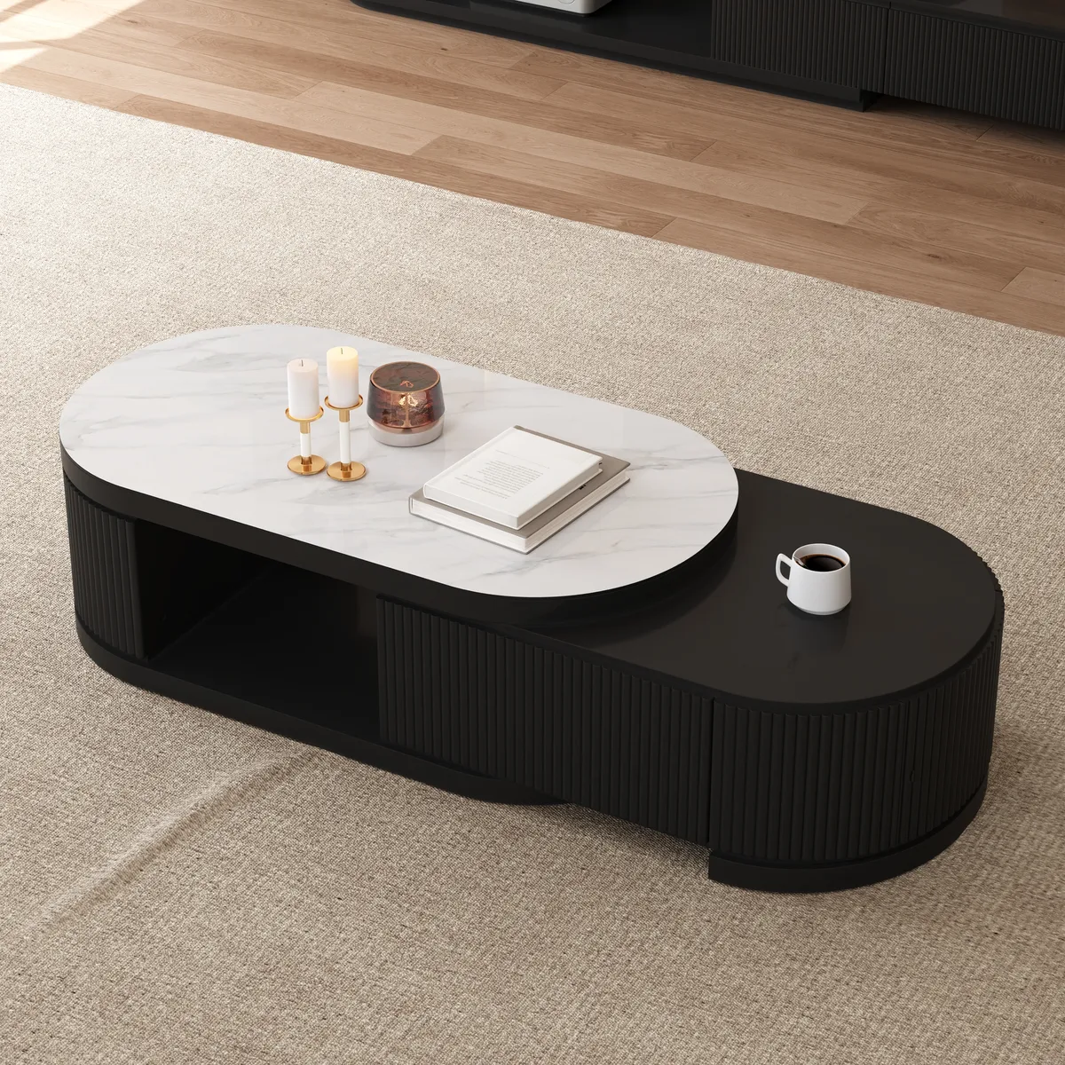 Velar 47"-67" Extendable Coffee Table with Sintered Stone Top and Storage — image 14