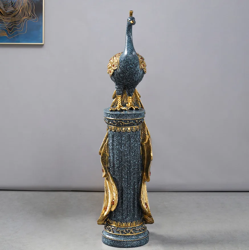 27.6" Large Glam Peacock Floor Sculpture Decor Art Living Room Bedroom — image 4