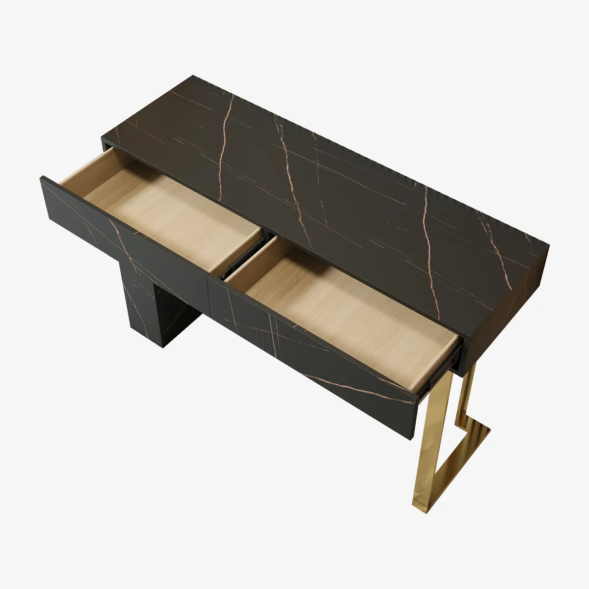 47.2" Black Console Table Modern Accent Table For Entryway with 2 Drawers & Stainless Steeel Base — image 8