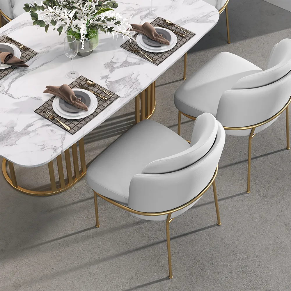 Modern Dining Chair Cotton & Linen with Upholstered Side Kitchen Chairs — image 3