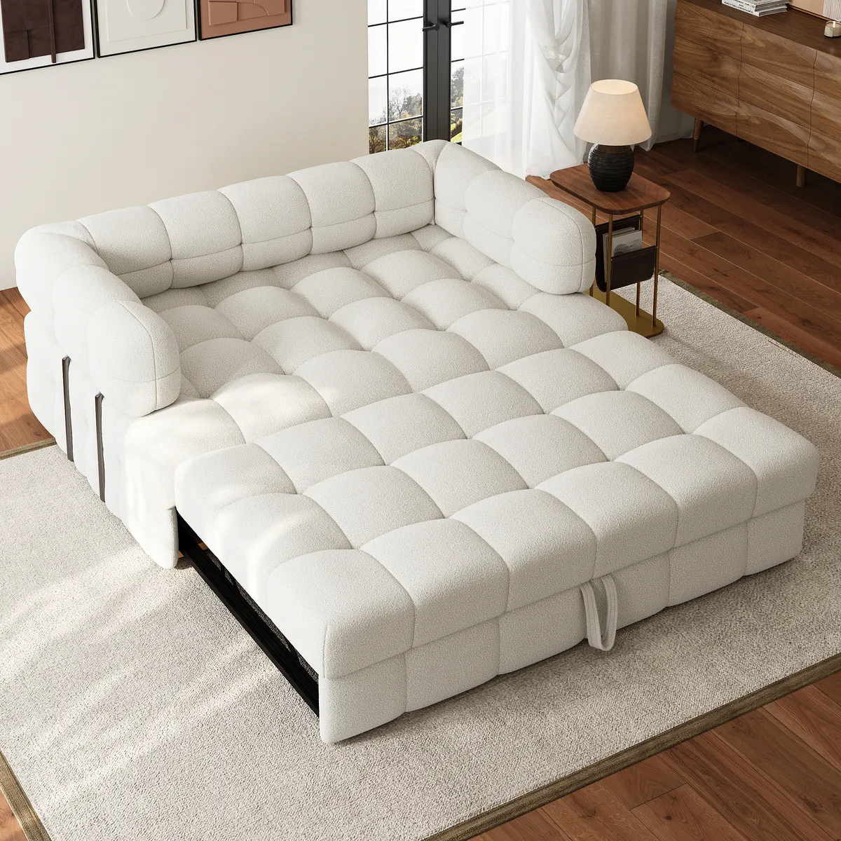 76" Queen Boucle Pull-out Sofa — image 11