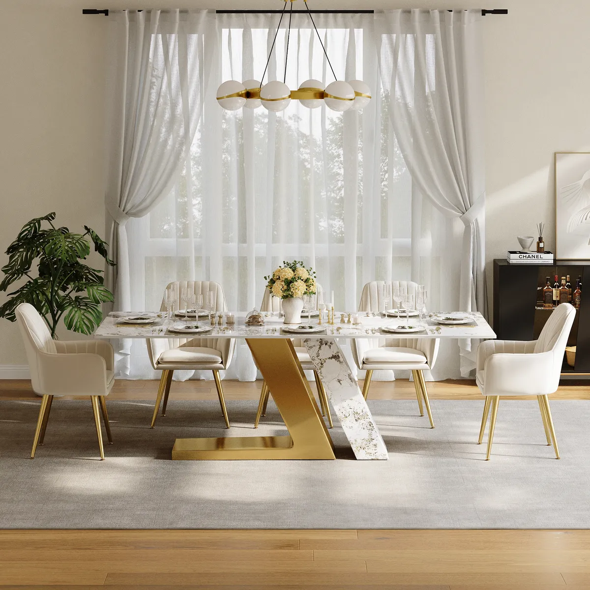 78.7-94.5" Modern Extendable Sintered Stone Dining Table Seats 6-10 People — image 14