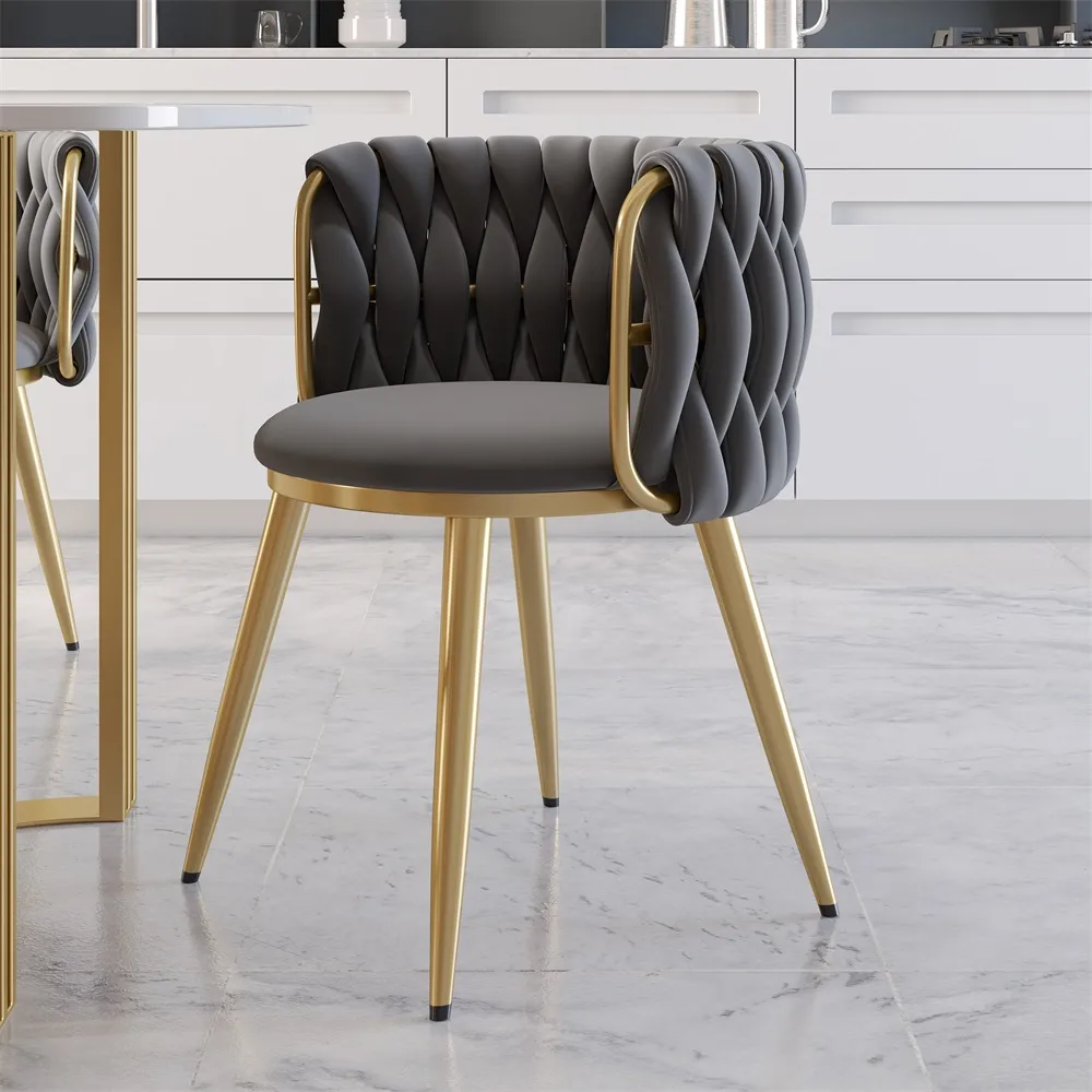 4-Piece Nordic Light Gray Barrel Back Dining Chair Round Accent with Velvet Upholstery — image 13