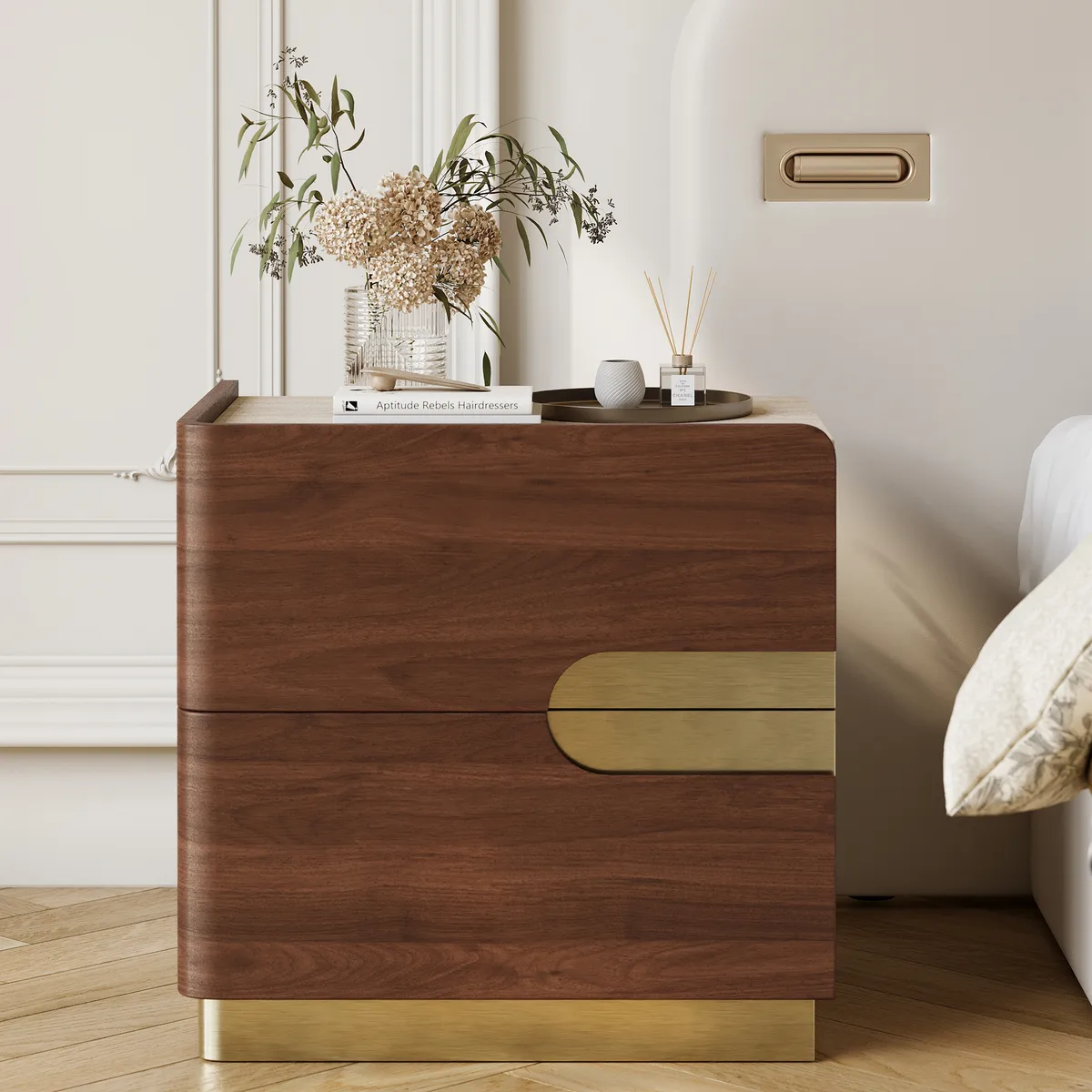 20" Smart 2-Drawer Nightstand with Sintered Stone Top & Charging Station — image 17