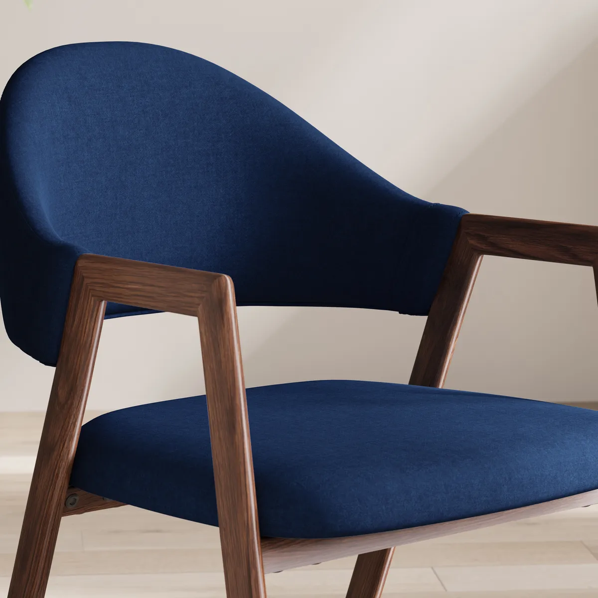 Blue Linen Upholstered 4-Piece Dining Chair Curved Back Chair — image 26