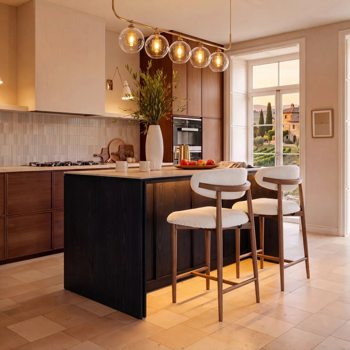 Modern 72" Faux Travertine Sintered Stone Kitchen Island with Storage & LED Light — image 11