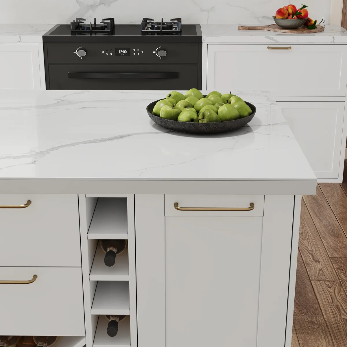 72" Modern Laminate Kitchen lsland Natural & White with Storage — image 10