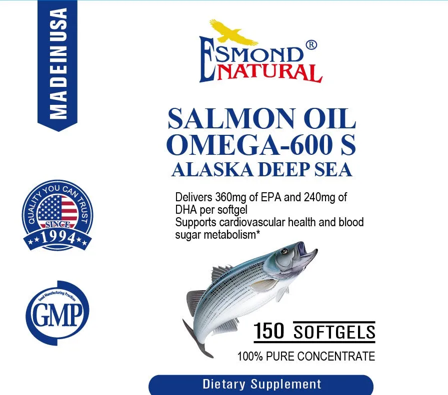 Salmon Oil Omega-600 S Alaska Deep Sea (Supports Heart/Blood Sugar Metabolism), USA, FDA, GMP, NPAC-1000mg, 150 Softgels — image 2