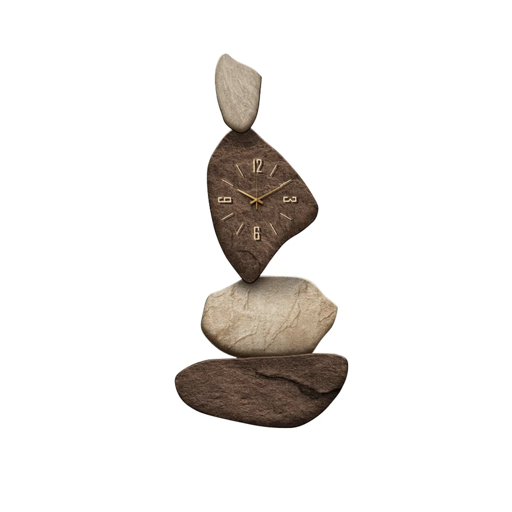 32" Large Stone Shape Japandi Wall Clock Unique Irregular Home Decor Art Living Room — image 7