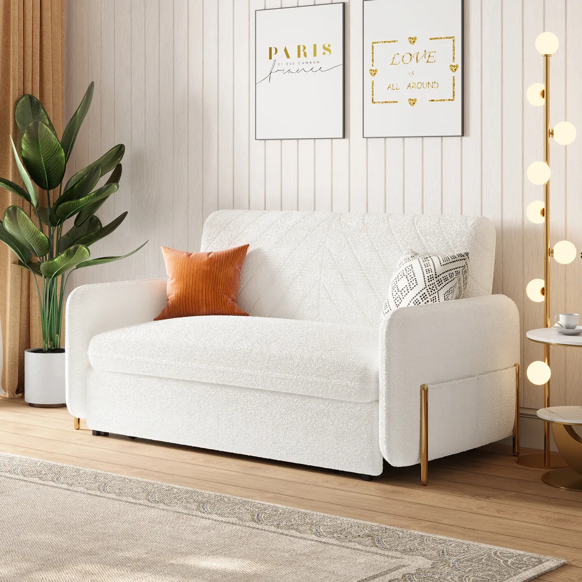 68" Full 2-Seater Boucle Convertible Sleeper Sofa — image 6