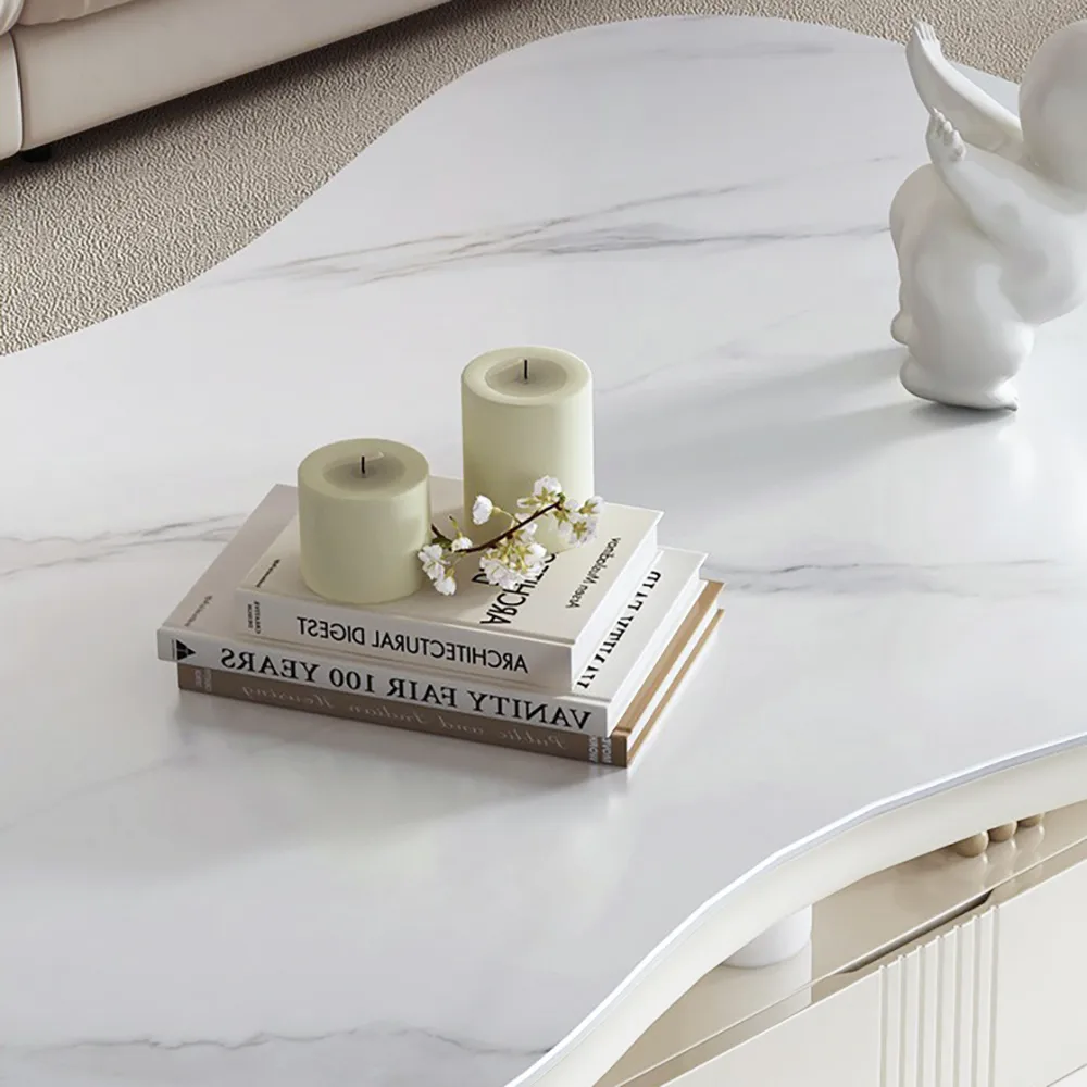 Cloud Coffee Table Wood Irregular Sintered Stone Top — image 16