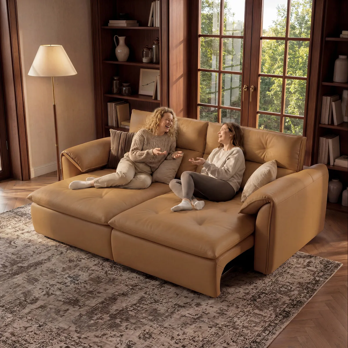 87" 2-Seater Genuine Leather Power Convertible Sleeper Sofa — image 24