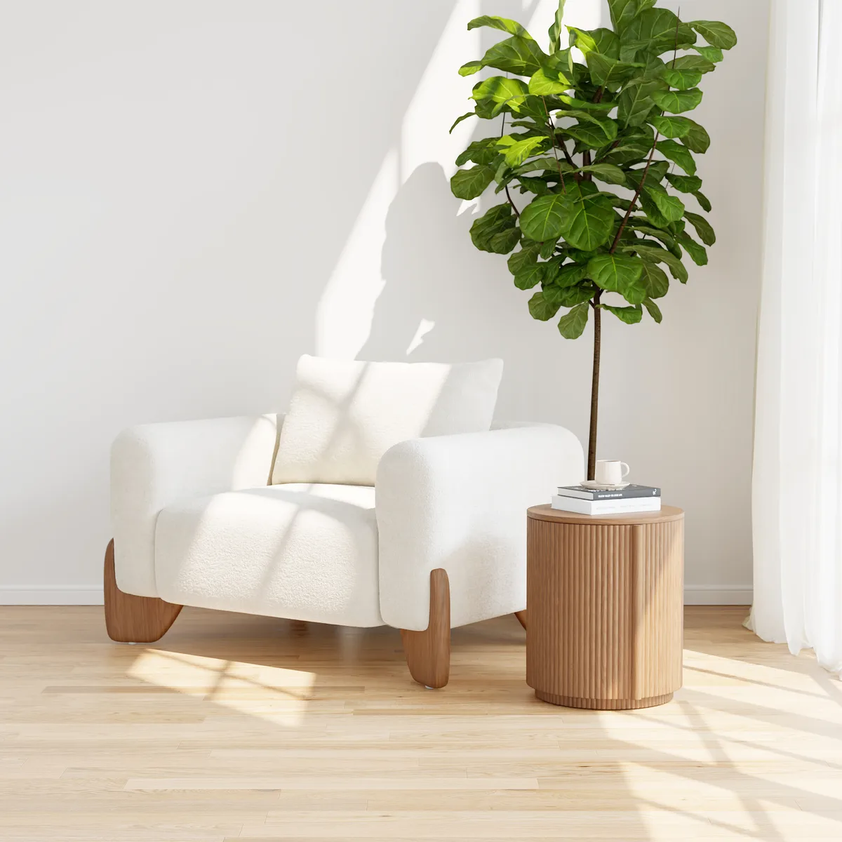 Round Fluted Side Table with Storage — image 5