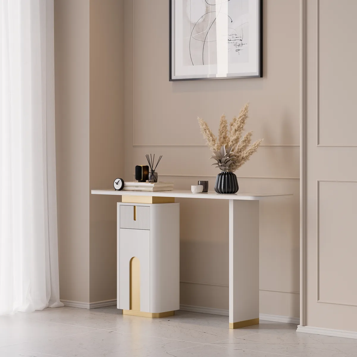 48" Modern Sintered Stone Console Table with Storage Entryway Table — image 6