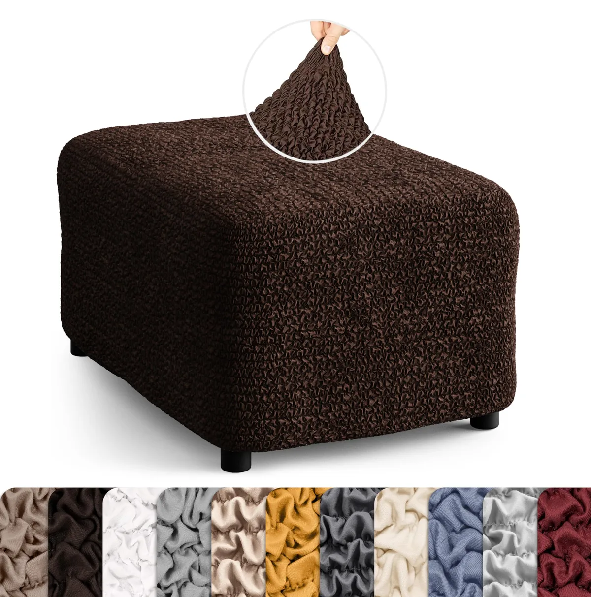 Ottoman Slipcovers - 1-Piece Furniture Protector - Form Fit, Machine Washable -MicrofibraCollection — image 8