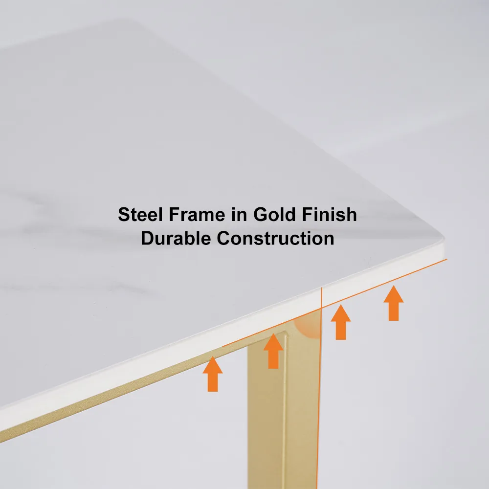 White End Table with Sintered Stone Tabletop Modern Rectangular Side Table — image 9