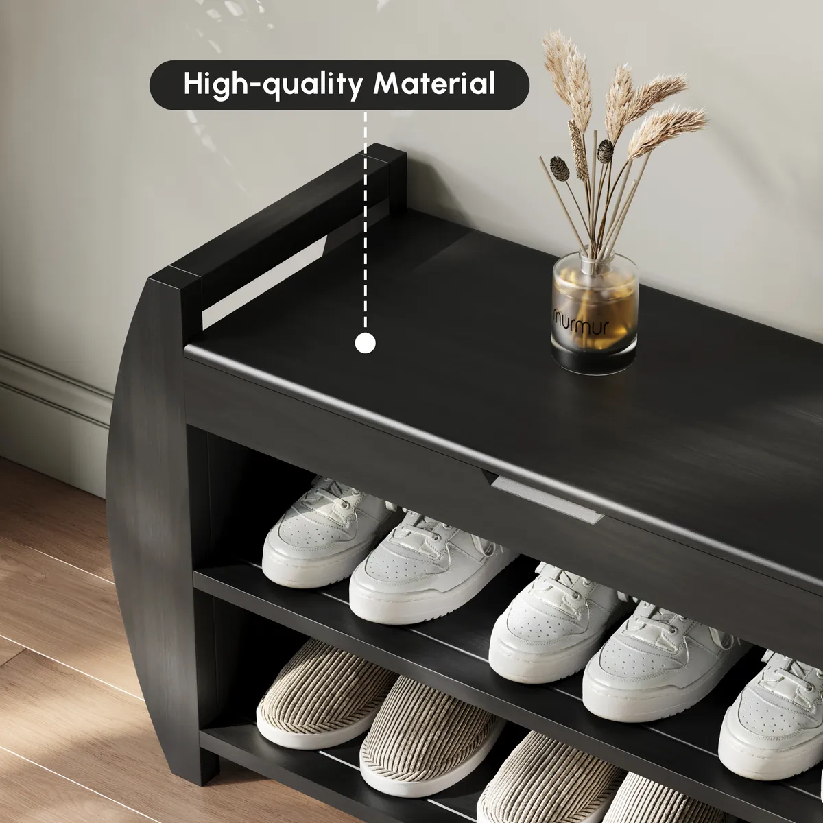 Shoe Storage Entryway Bench Wooden Shoe Rack in Brown (32.3'') — image 5