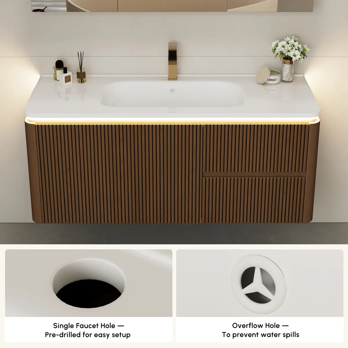 Modern 31.5" Floating Bathroom Vanity with Sink, Soft LED, Ample Storage — image 28