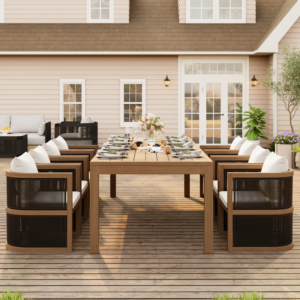Wevara 7-Piece Outdoor Rope Weave Dining Set with 6 Chairs — image 25