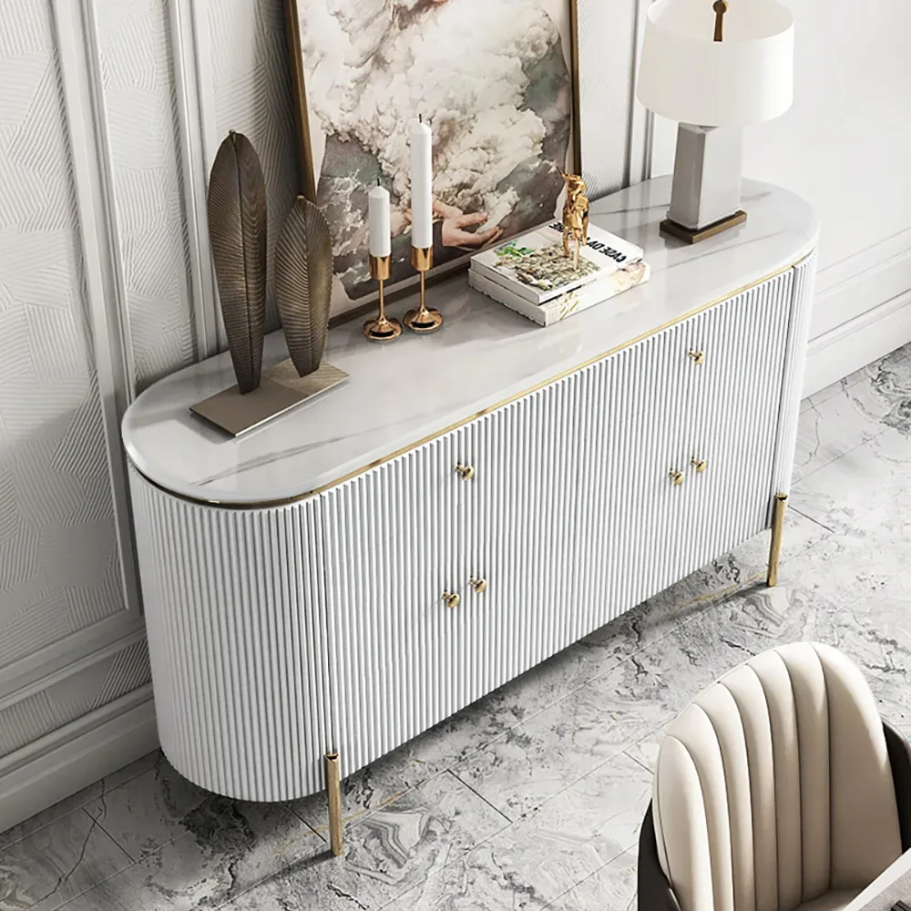 Yelly 55.1" Modern Marble Top Buffet & Sideboard Doors & Drawers & Shelves — image 4