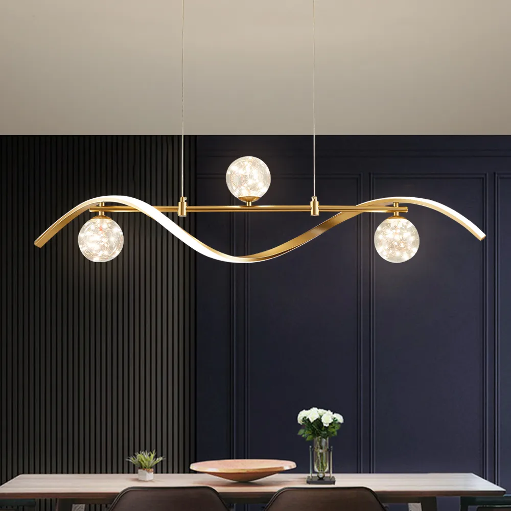 Set Of Two 4-Light LED Linear Dimmable Kitchen Island Lighting