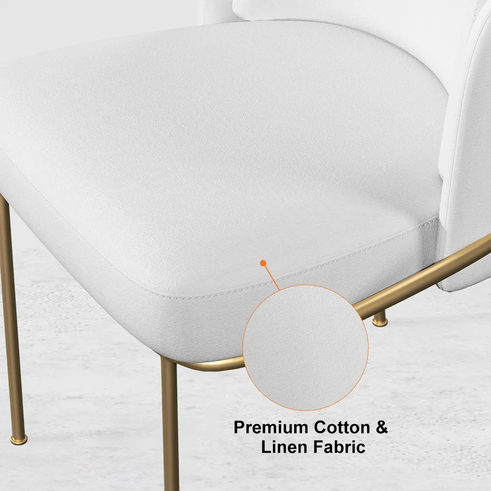 Modern Dining Chair Cotton & Linen with Upholstered Side Kitchen Chairs — image 5