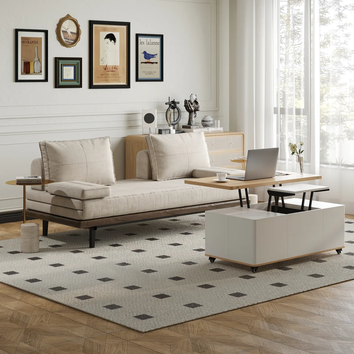 Full Size Daybed Futon Bed Cotton & Linen Convertible Sofa Bed — image 7