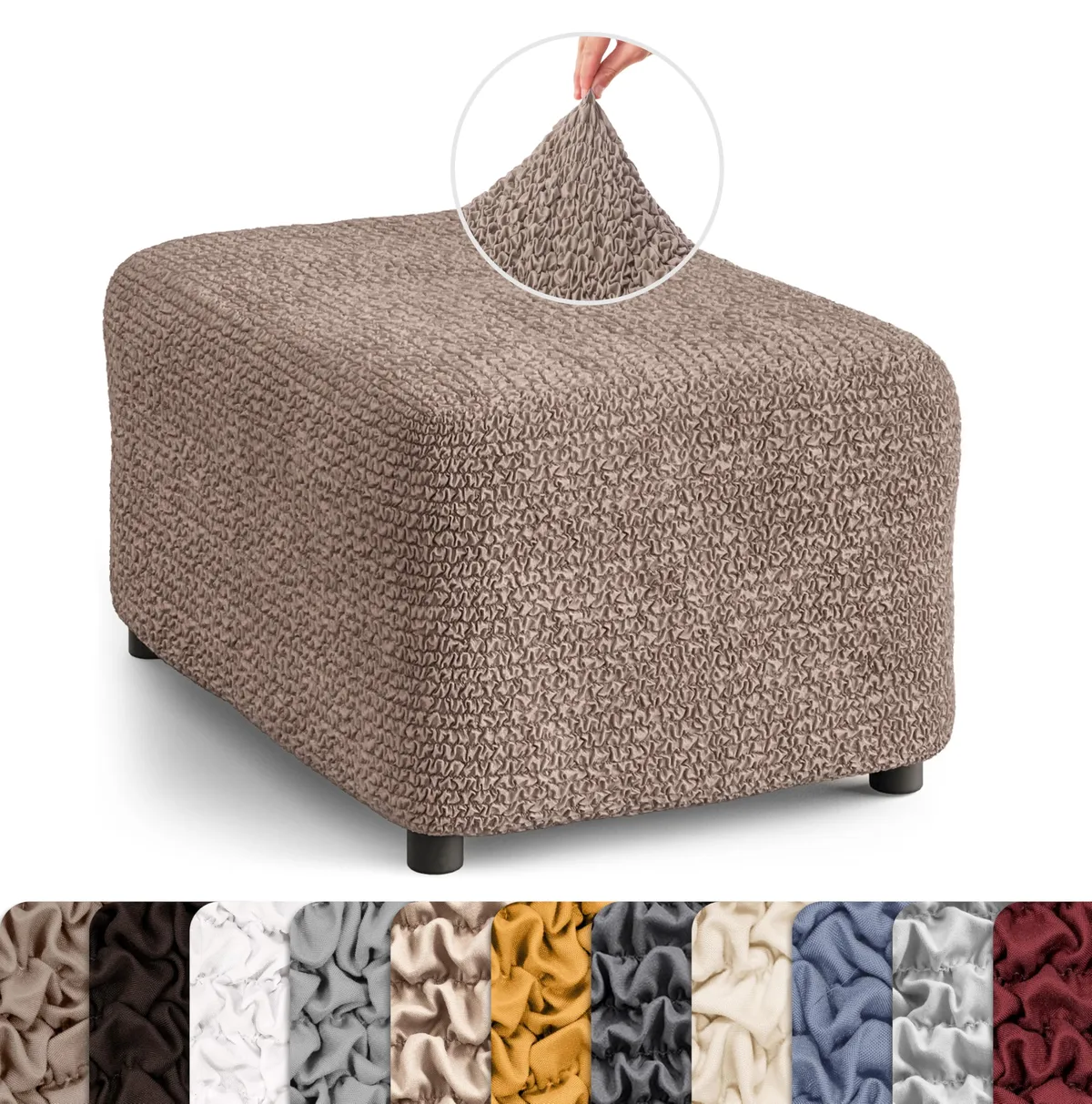 Ottoman Slipcovers - 1-Piece Furniture Protector - Form Fit, Machine Washable -MicrofibraCollection — image 14