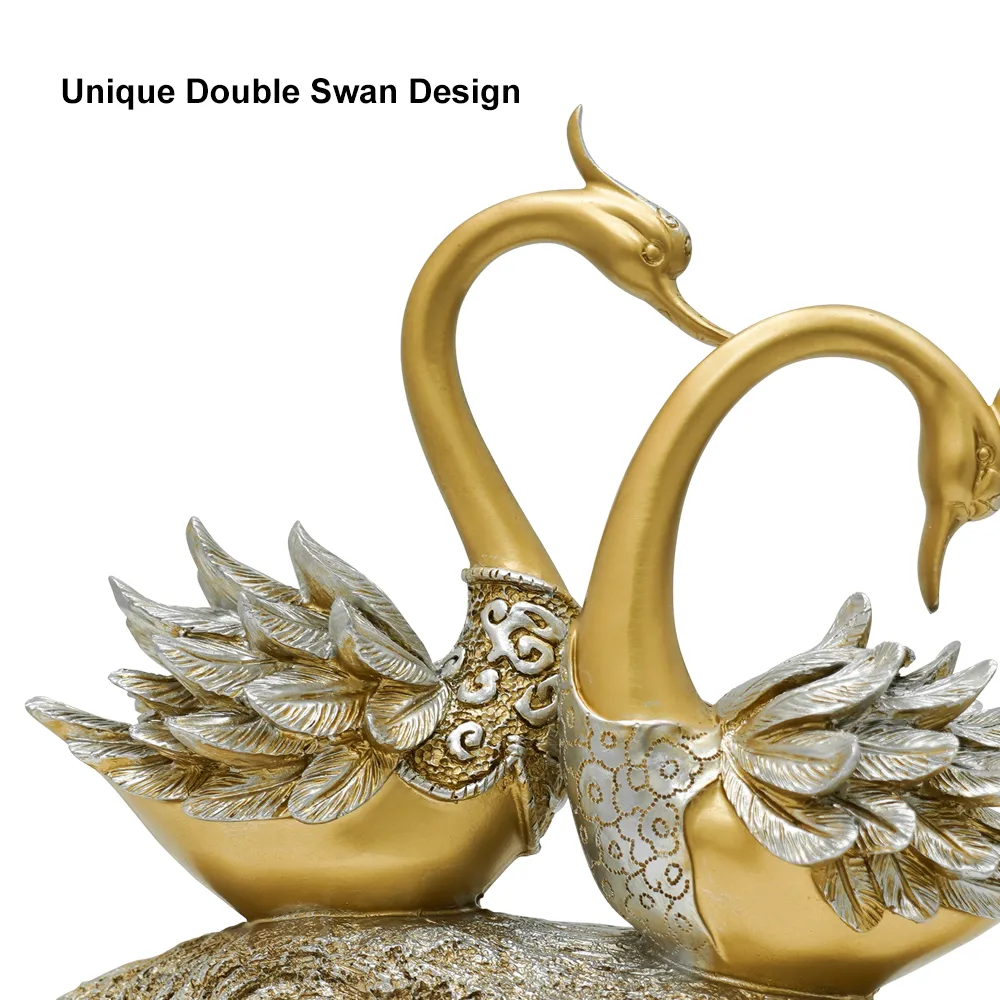 Swan Couple Resin Sculpture in Black & Silver for Home Table Decor — image 17
