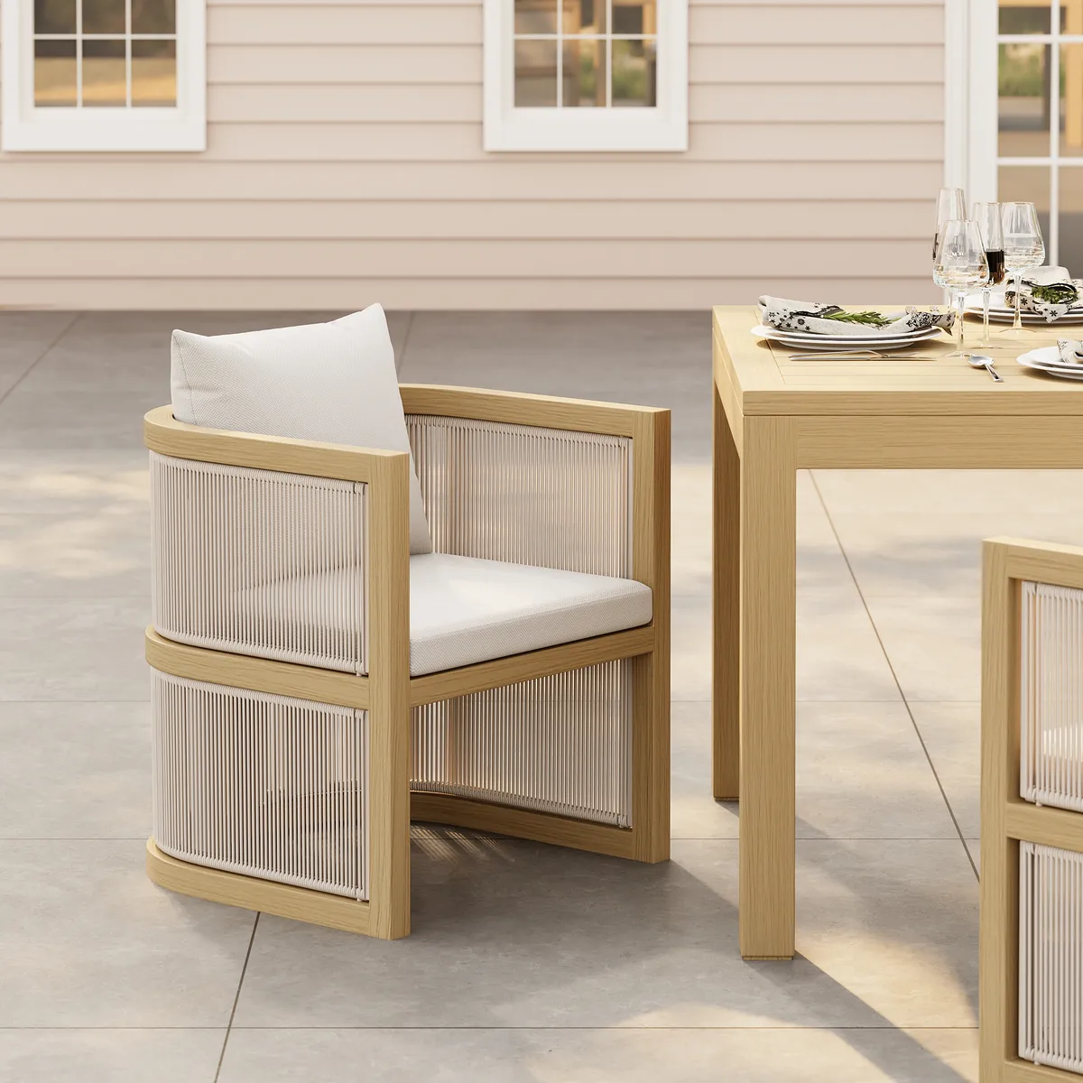 Wevara 7-Piece Outdoor Rope Weave Dining Set with 6 Chairs — image 10