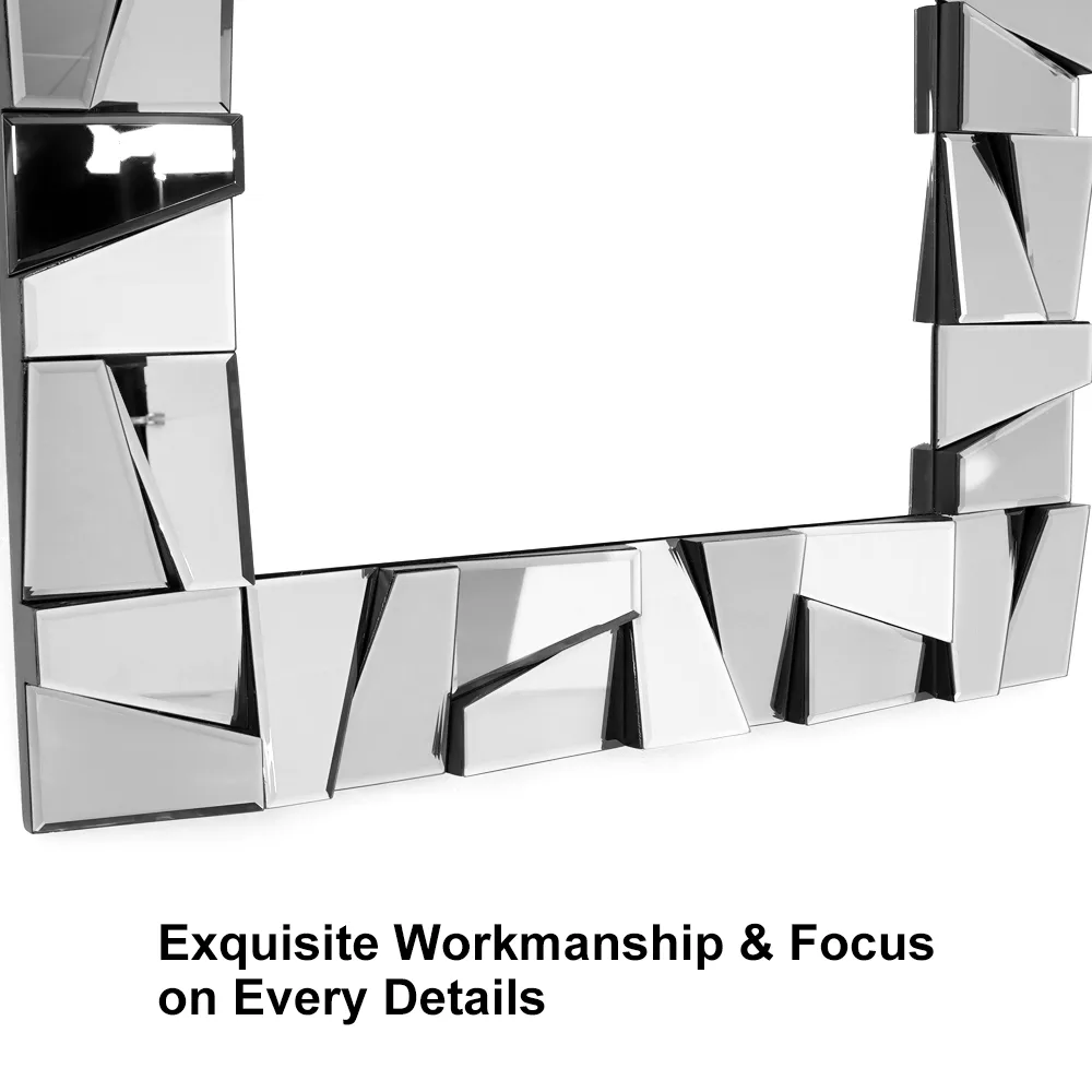 31.5" x 63" Oversized Rectangle Full Length Floor Mirror 3D Silver Glass Frame — image 18