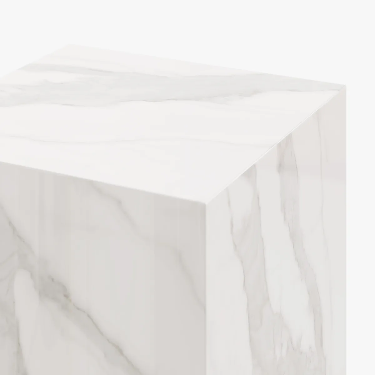 White Sintered?Stone Plinth Pedestal Plant Stand & Side Table — image 9