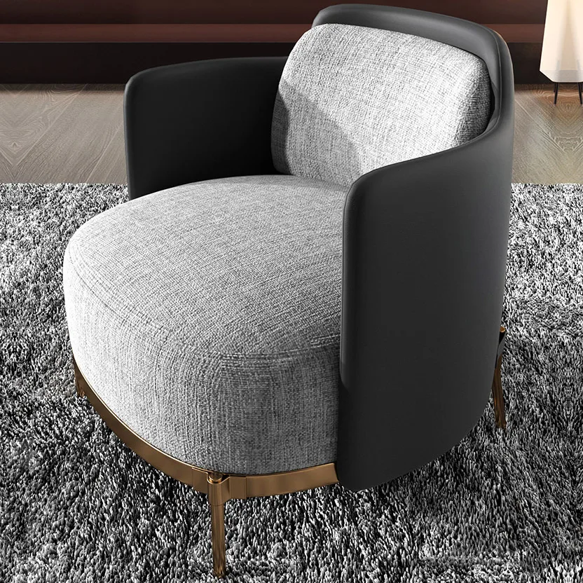 Black & Gray Modern Accent Chair with Linen Upholstery for Living Room — image 8