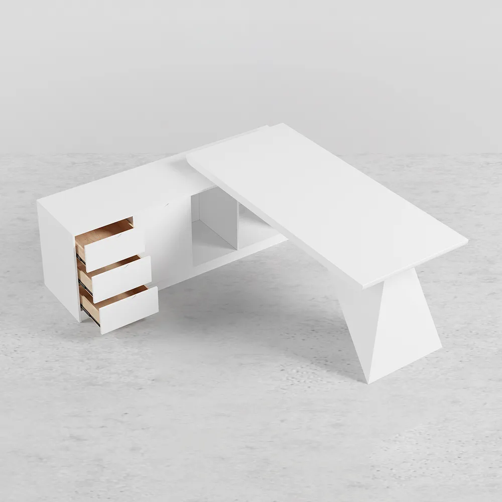 Modern White L-Shape Executive Left Hand Desk & Office Chair Set (70.9'') — image 14