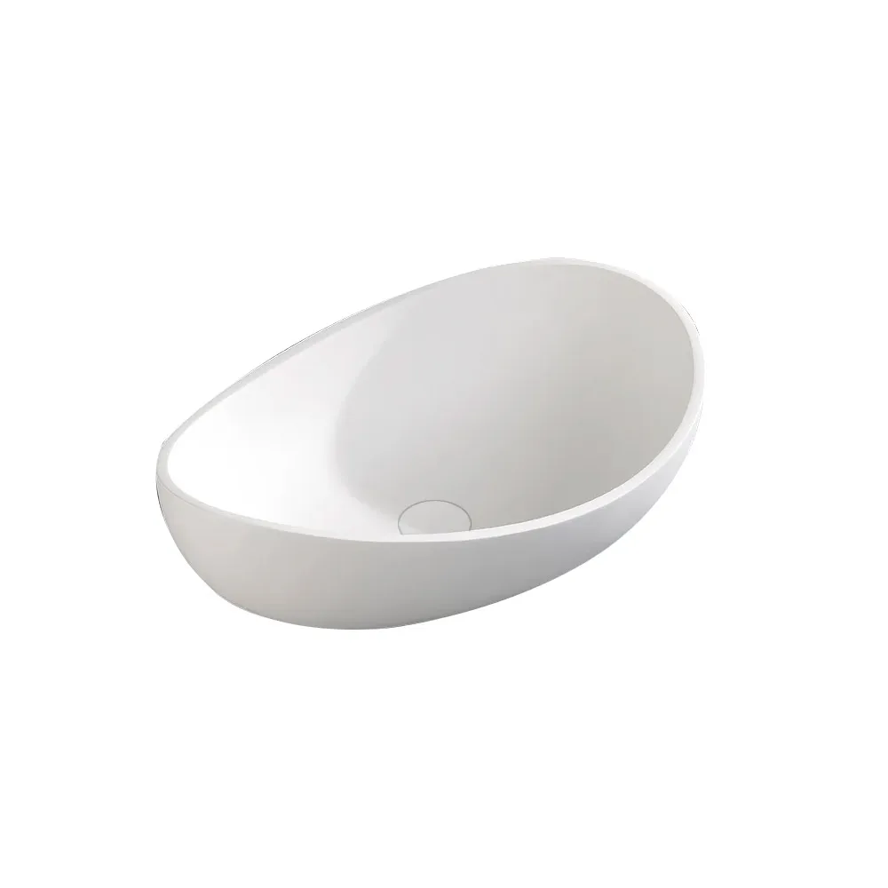 Bathroom Stone Resin Oval Vessel Sink Modern Art Sink — image 8