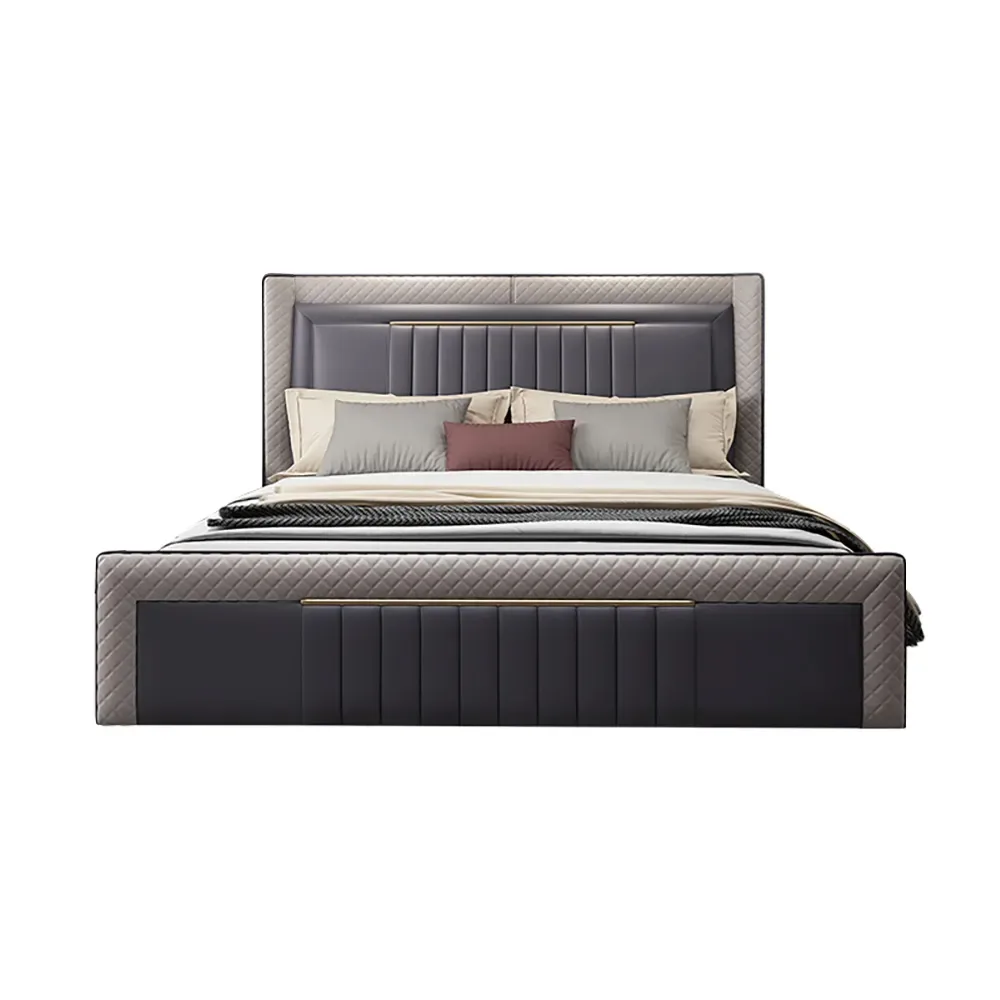 Modern Upholstered California King Platform Bed with Wingback Headboard — image 4