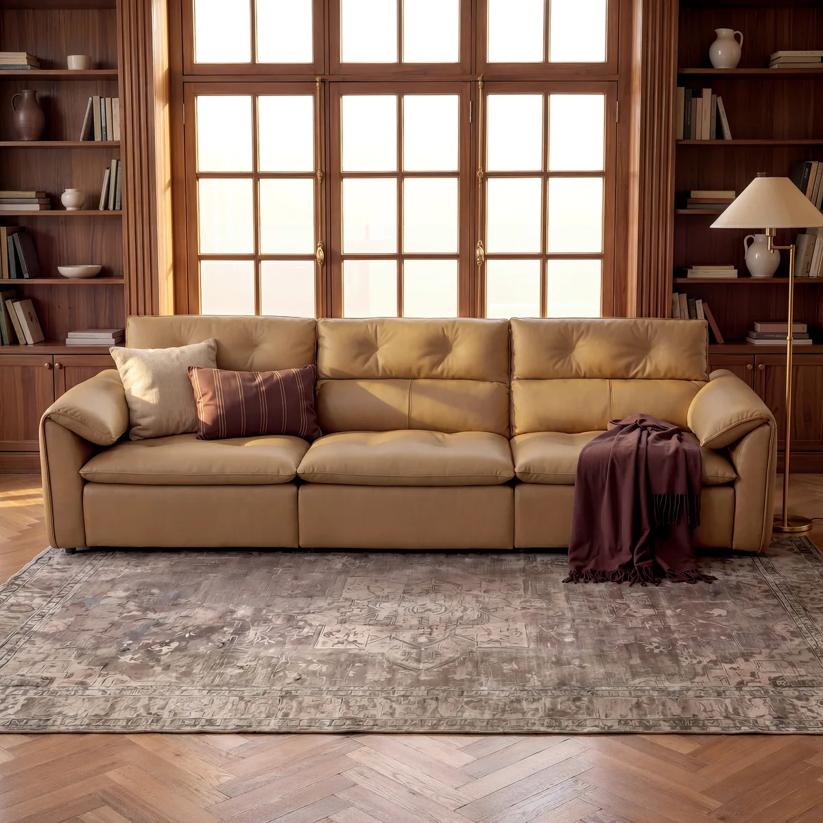 87" 2-Seater Genuine Leather Power Convertible Sleeper Sofa — image 3