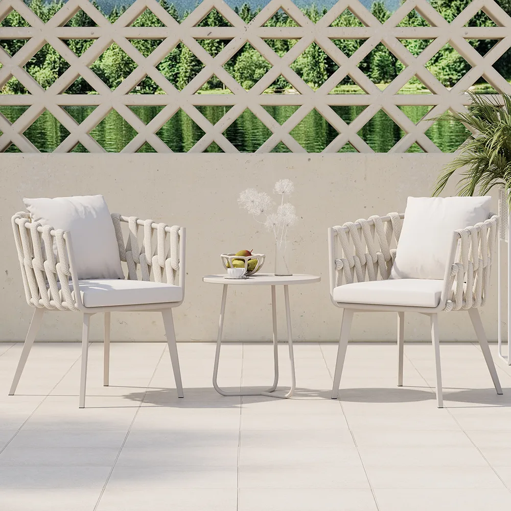 Outdoor Rope Weave & Aluminum Dining Chairs — image 5