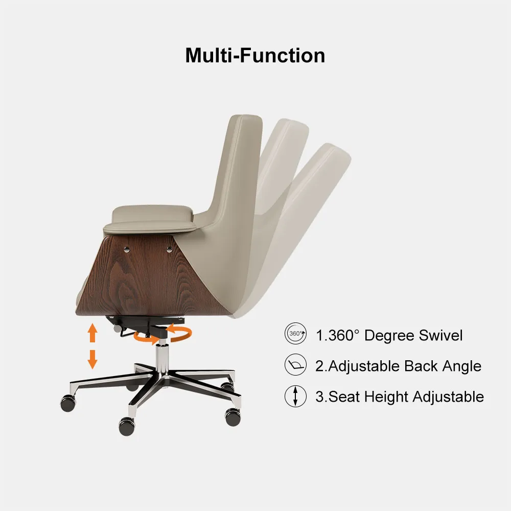 White Double Desk with Drawers & 2 Ivory PU Leather Modern Home Office Chairs — image 16