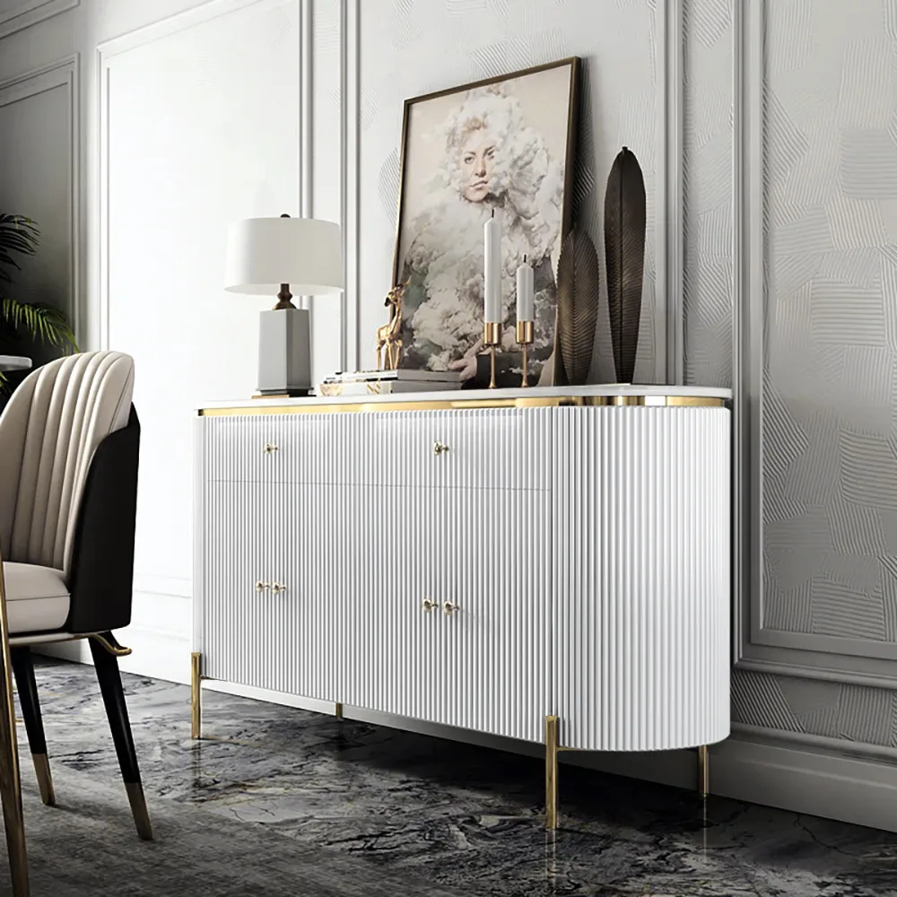 Yelly 55.1" Modern Marble Top Buffet & Sideboard Doors & Drawers & Shelves — image 2