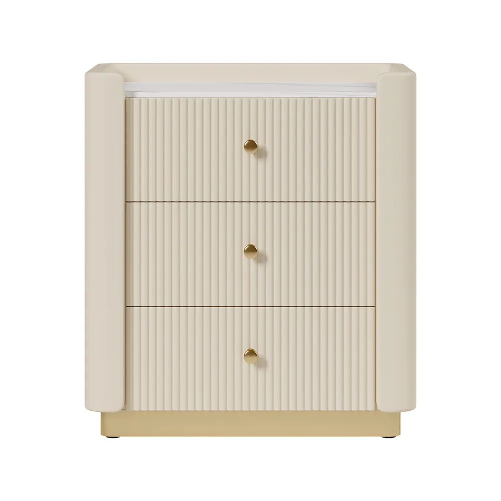 Modern 3-Drawer Nightstand with Sintered Stone Top & — image 8