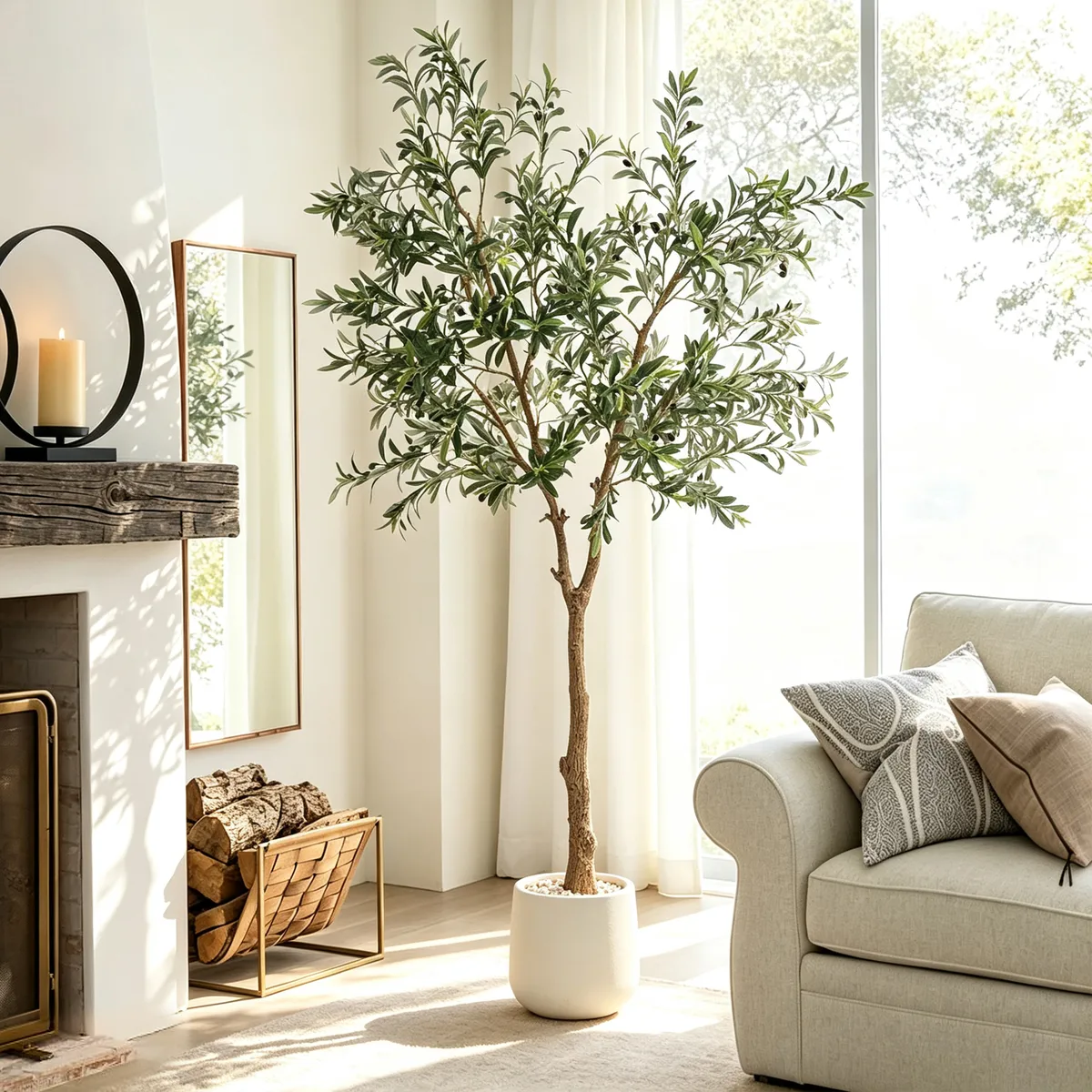 6 ft. Artificial Olive Tree with Planter and Decorative Pebbles — image 13