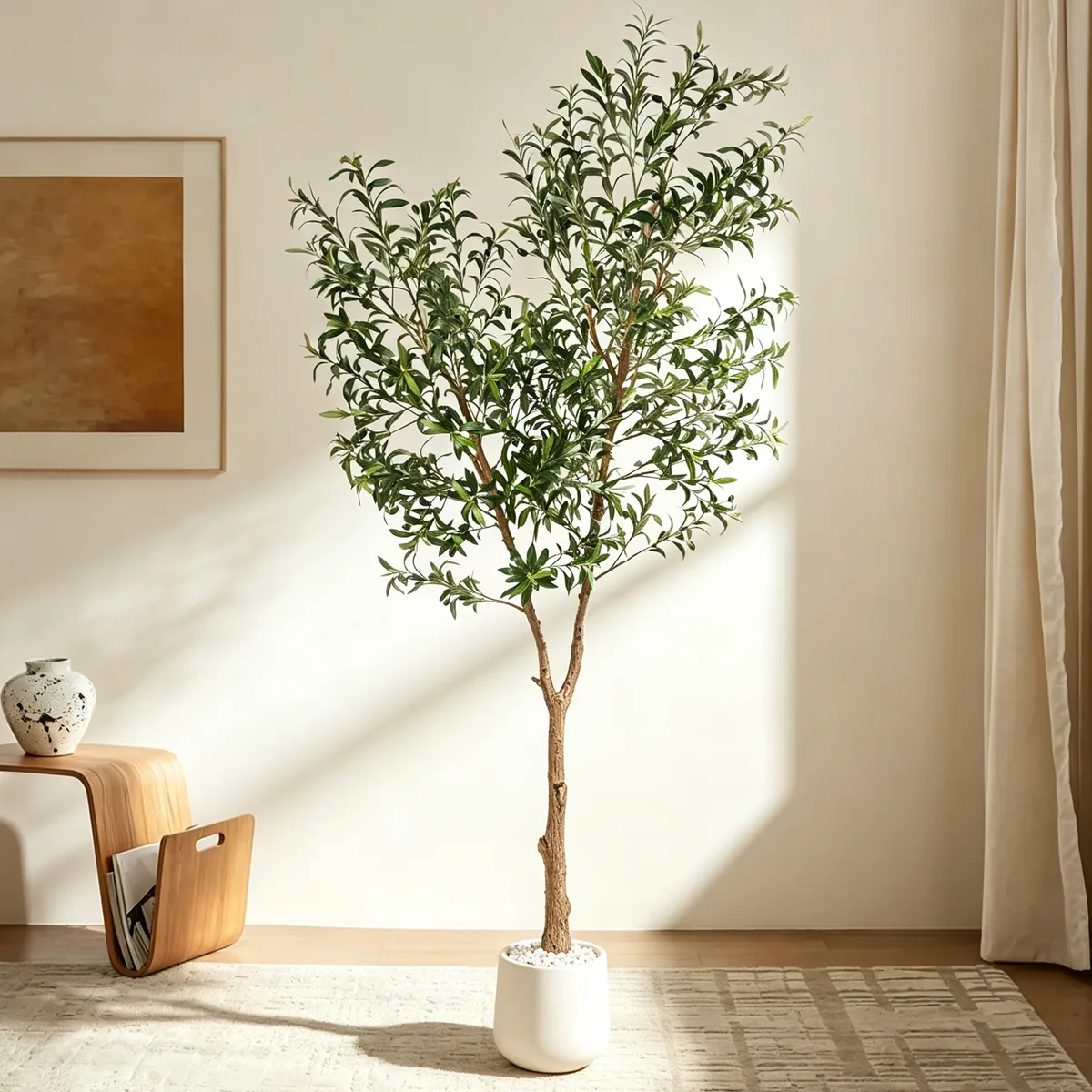 6 ft. Artificial Olive Tree with Planter and Decorative Pebbles — image 21
