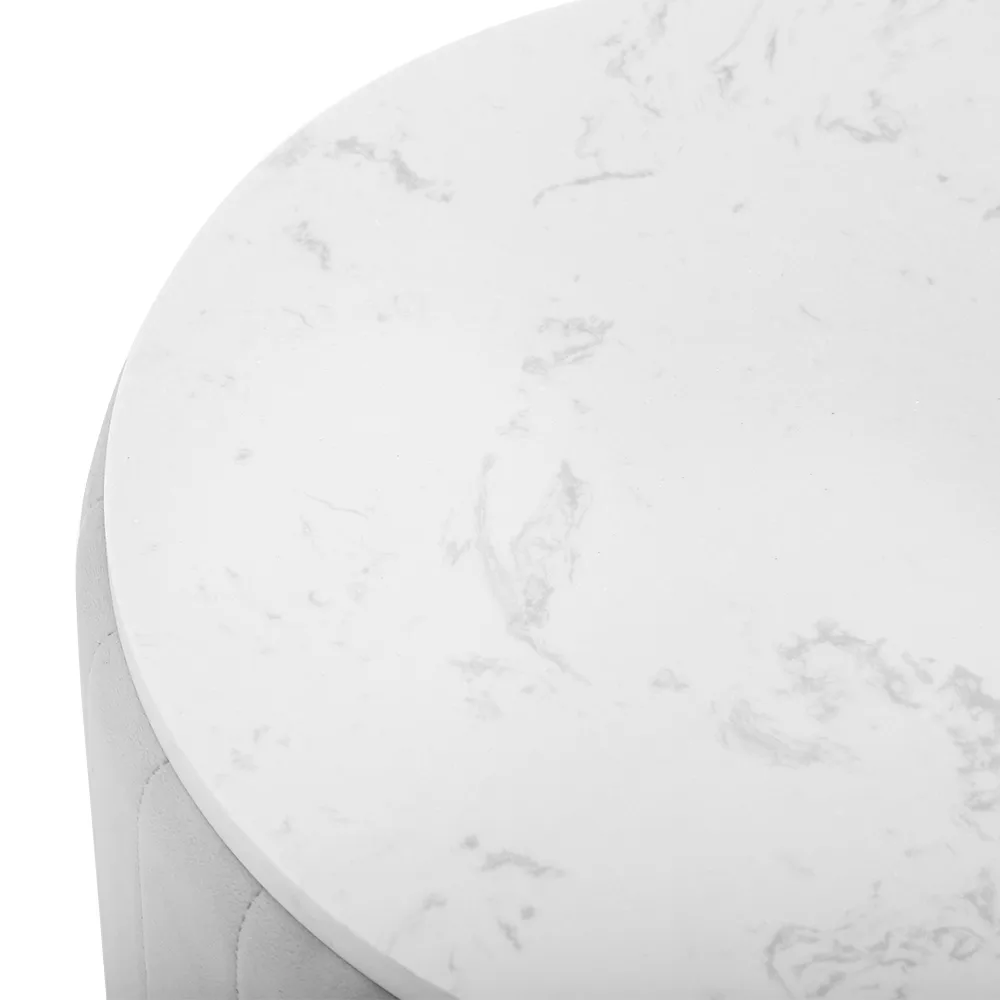 Modern Nightstand Gray Round Nightstand with 3 Drawers Nightstand with Storage — image 15