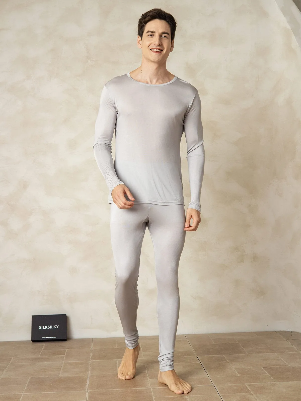 100% Mulberry Silk Men's Long Sleeve Long Johns — image 4