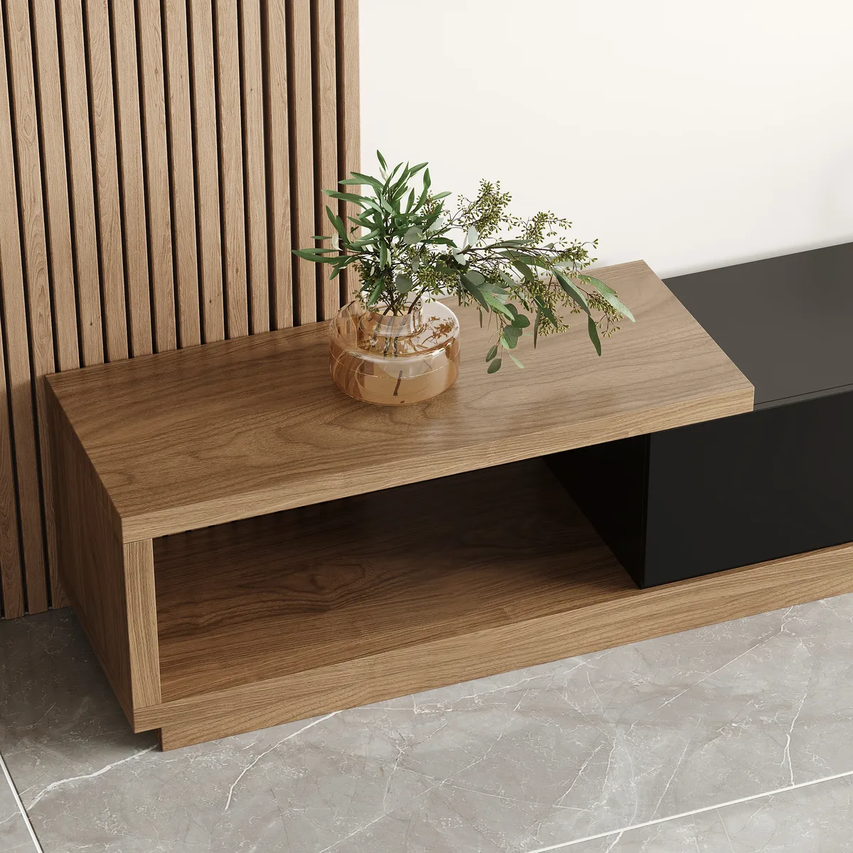 Living Room Cabinet Set Extendable TV Stand & Retracted Coffee Table Set — image 17