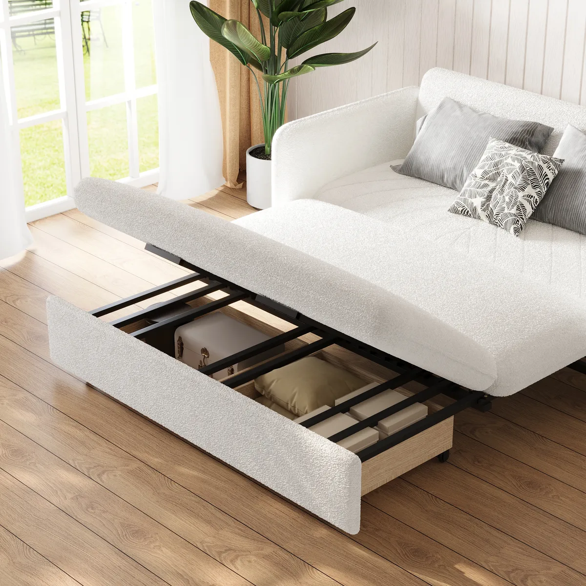 68" Full 2-Seater Boucle Convertible Sleeper Sofa — image 10
