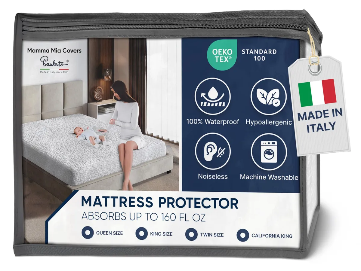 Waterproof Mattress Protectors California King Size Bed - Soft Noiseless Hypoallergenic Machine Washable Cover with Elastic Skirt