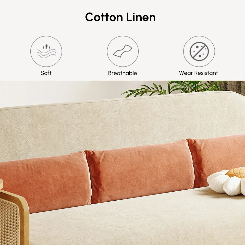 Futon Bed Twin Sleeper Sofa Convertible Chair Bed with Rattan Armrest — image 28
